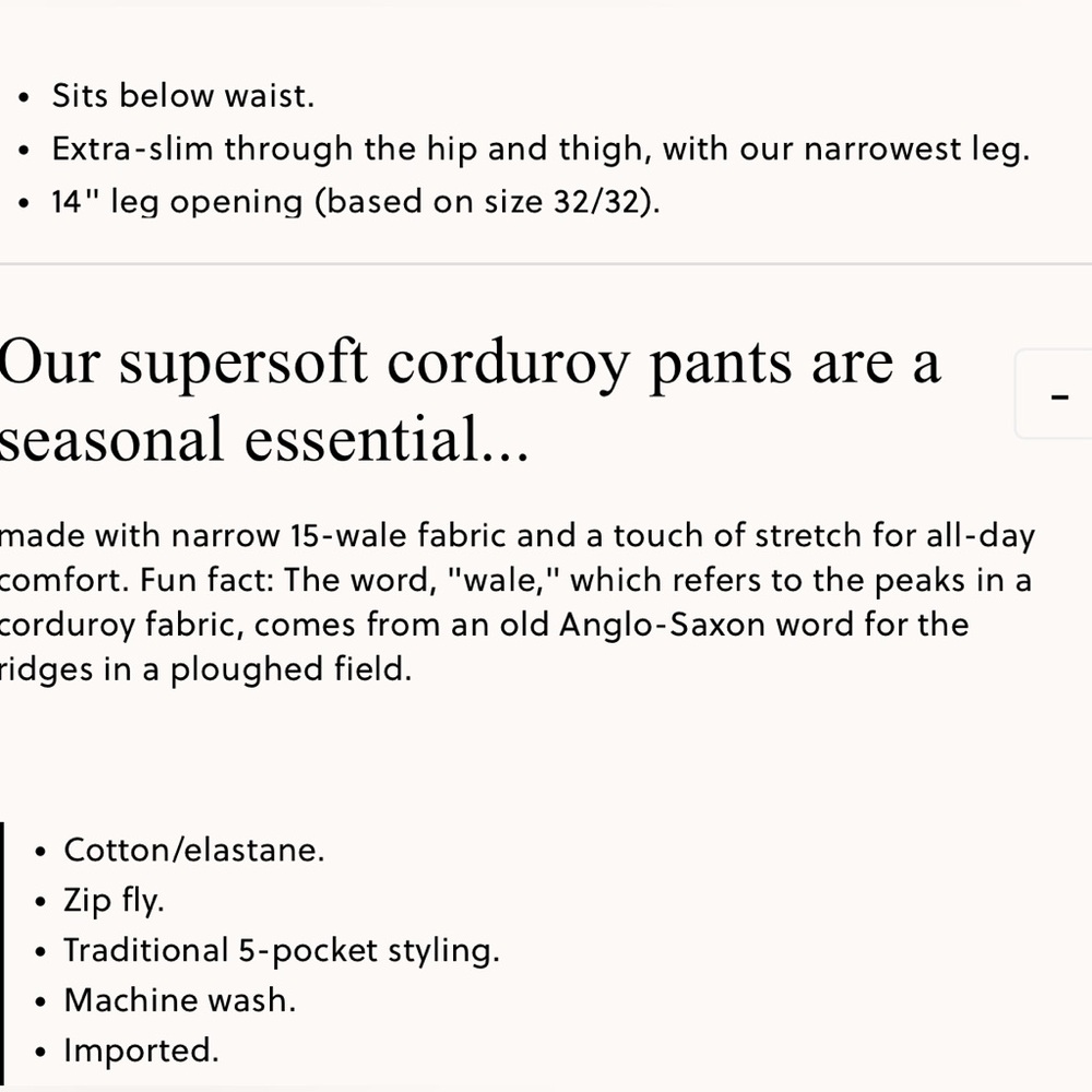 Men- J. Crew style 484 corduroy pants 31 / 32 - Picture 6 of 7